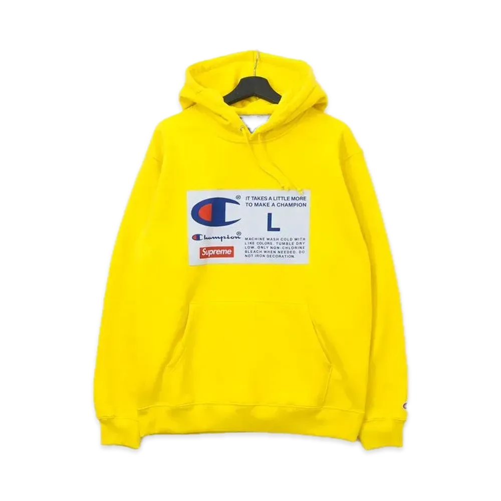 Supreme x Champion Label Hooded Sweatshirt "Yellow"