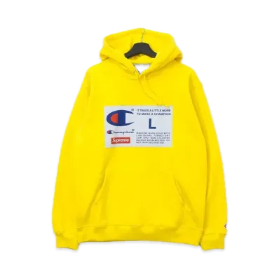 Supreme x Champion Label Hooded Sweatshirt "Yellow"