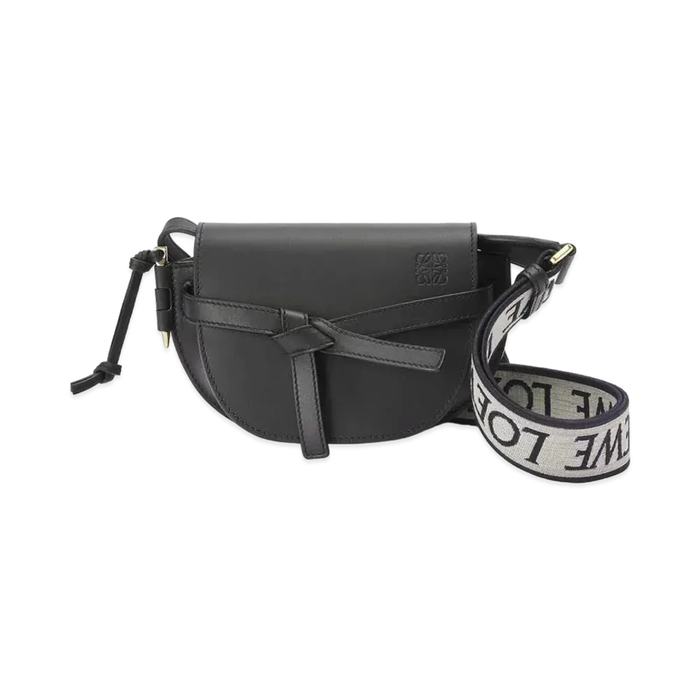 LOEWE Mini Gate Dual Bag In Soft Calfskin And Jacquard "Black"