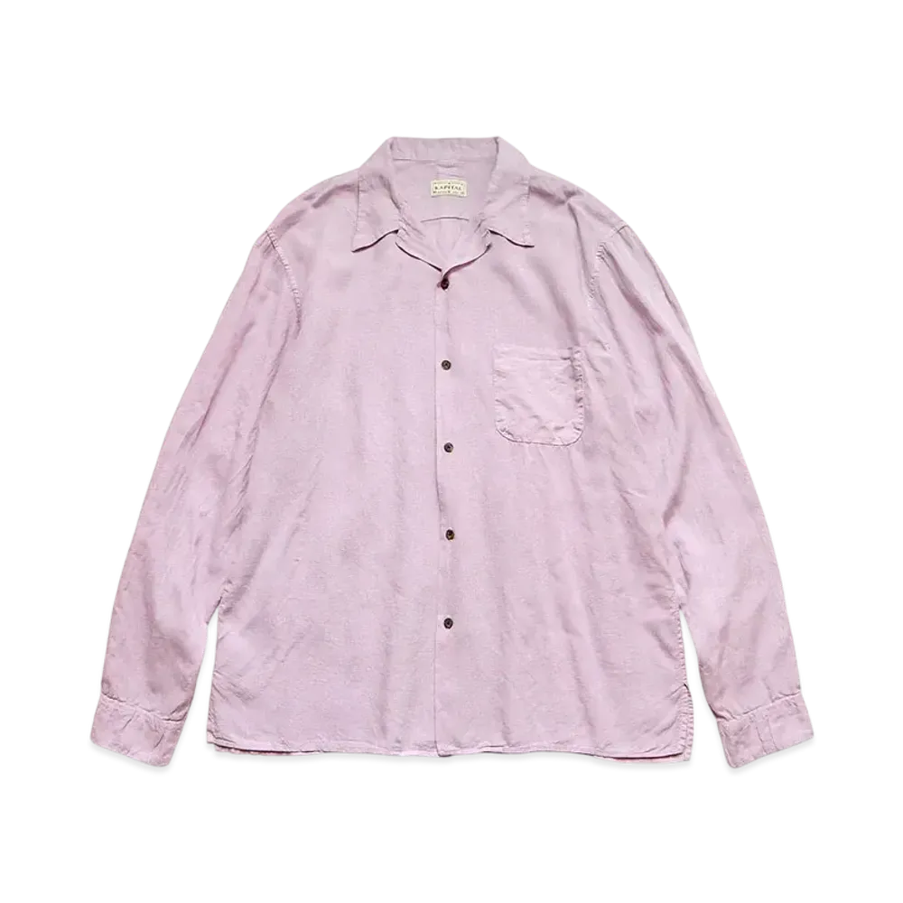 KAPITAL Soft Linen Open Collar Shirt "Lavender"