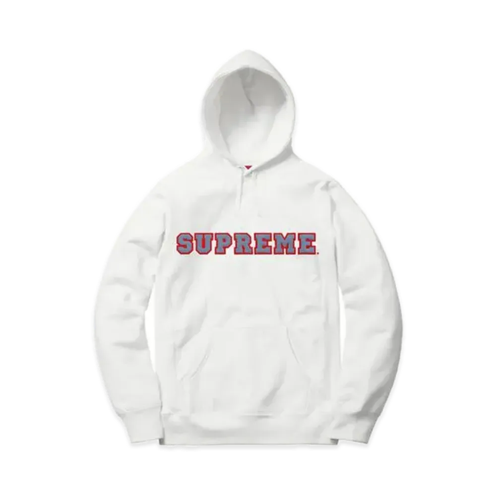Supreme Cord Collegiate Logo Hooded Sweatshirt "White"