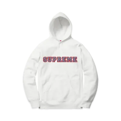 Supreme Cord Collegiate Logo Hooded Sweatshirt "White"