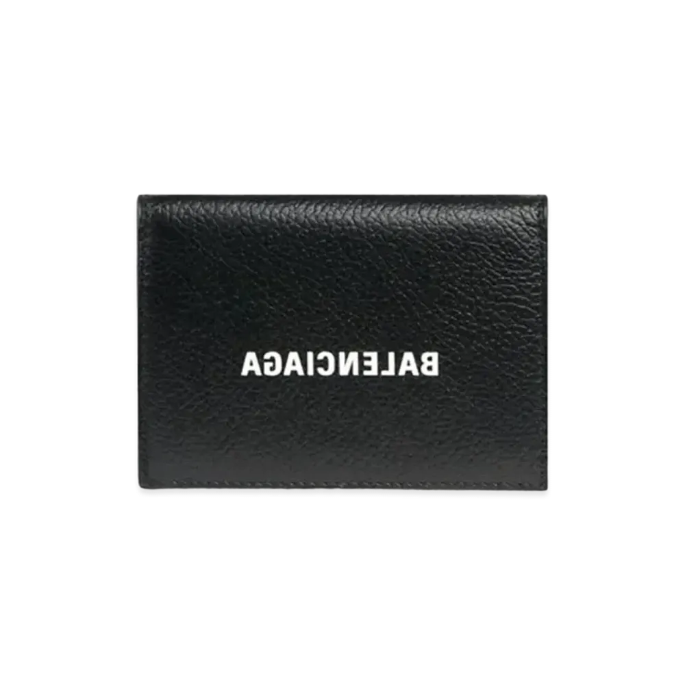 BALENCIAGA Cash Mini Wallet Grained Calfskin "Black/White"