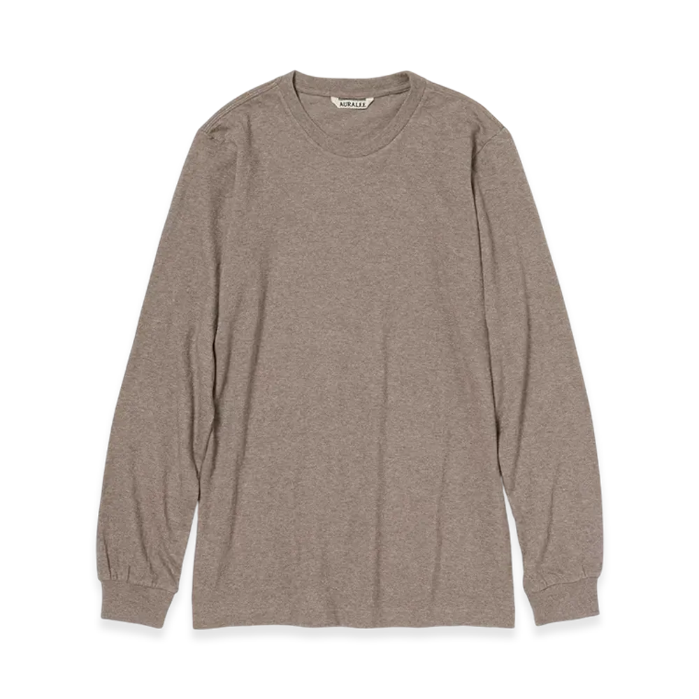 AURALEE Women's Seamless L/S Tee "Top Brown"