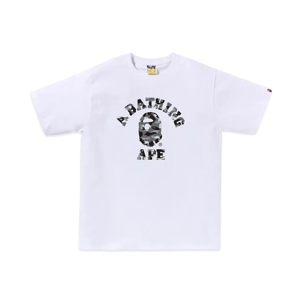A BATHING APE 1ST Camo College Tee "White/Gray"