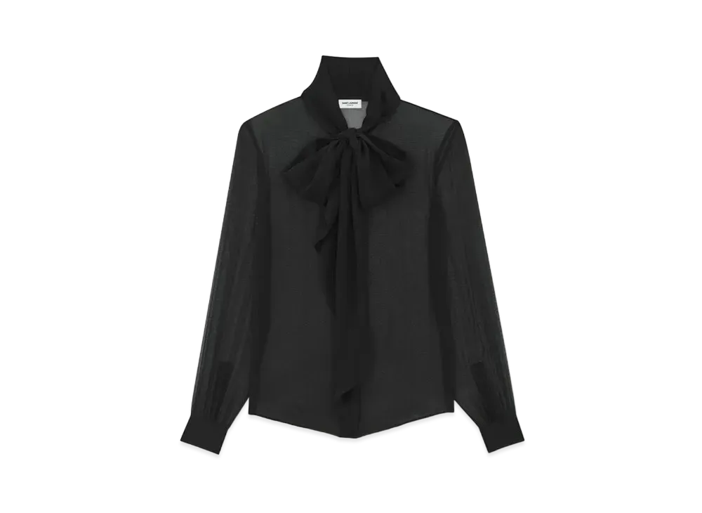 Saint Laurent Women's Blouse in Silk Muslin Crepe "Black"