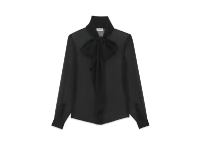 Saint Laurent Women's Blouse in Silk Muslin Crepe "Black"