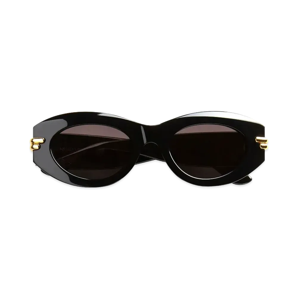 Bottega Veneta Mitre Oval Sunglasses "Black/Gray"