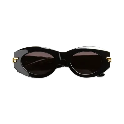 Bottega Veneta Mitre Oval Sunglasses "Black/Gray"