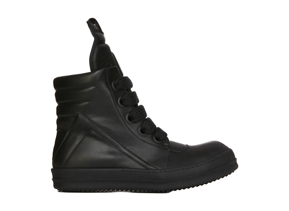 Rick Owens FW26 Tower Jumbolace Geobasket Full Grain Calf Leather "All Black"
