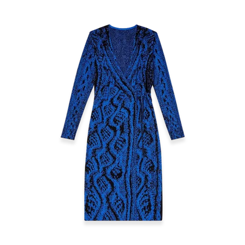 Diesel M-Sofocle-A Jacquard Wrap Dress "Blue"