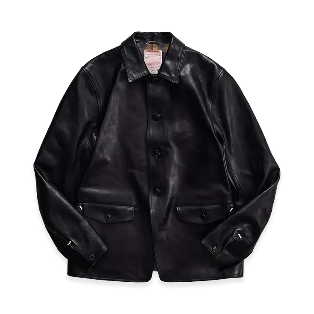 NICENESS Devote Oil-Tanned Calf Leather Car Coat "Black/Beige"