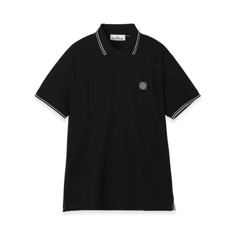 Stone Island Polo Shirt 22002SC Organic Cotton Elastane Pique "Black"