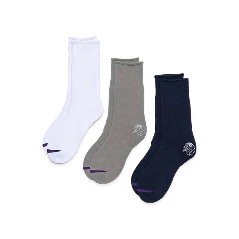 The North Face Purple Label Pack Field Socks 3P "White/Gray/Navy"