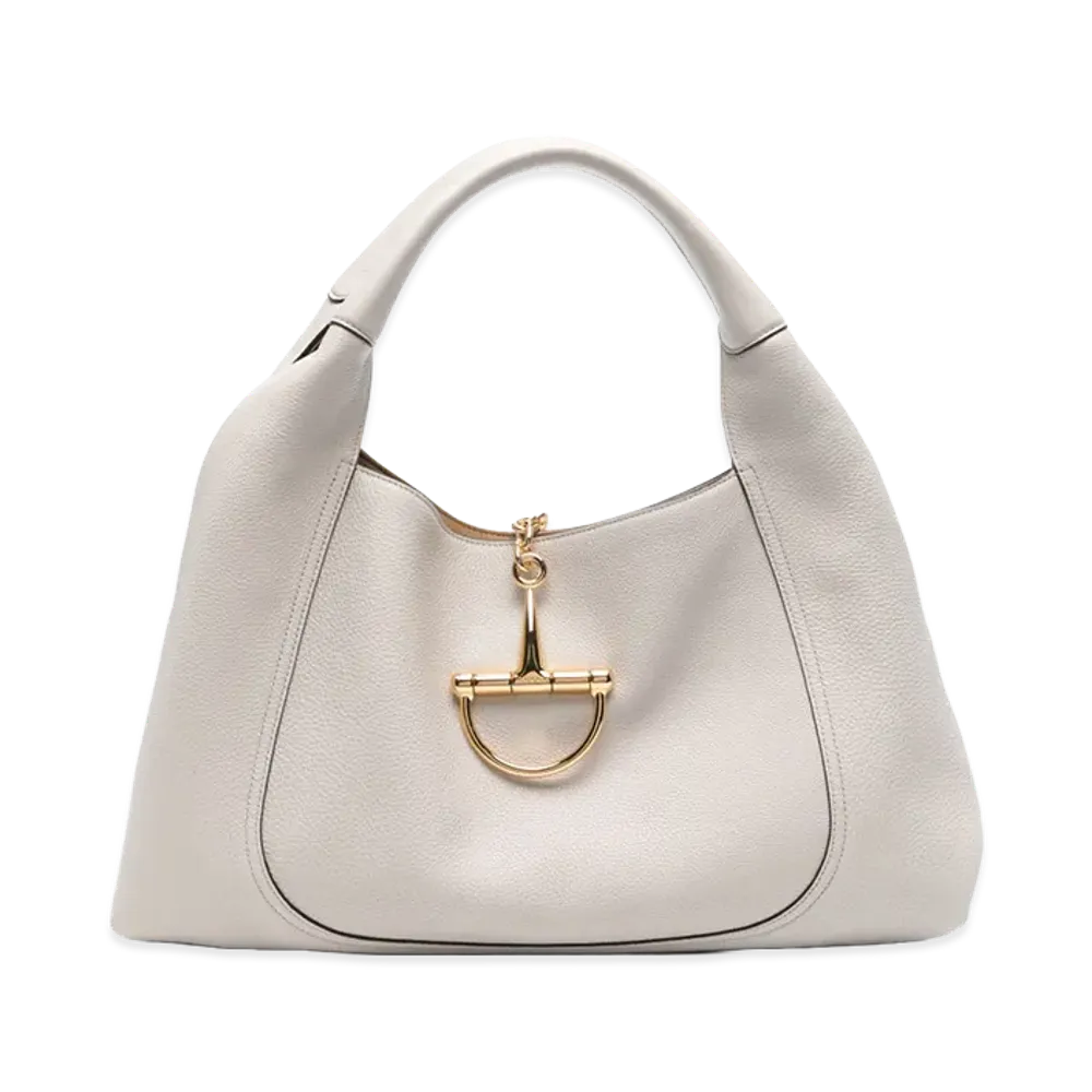 GUCCI Women's Leather Large Gucci Softbit Shoulder Bag "Grey"