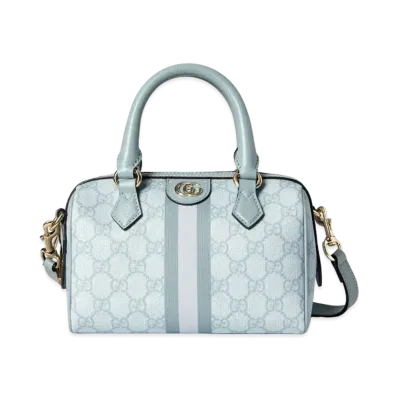 GUCCI Ophidia GG Mini Top Handle Bag GG Supreme Canvas "Dusty Blue"