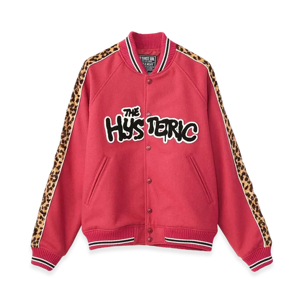 HYSTERIC GLAMOUR Bloody Hysteric Patch Varsity Jacket "Pink"