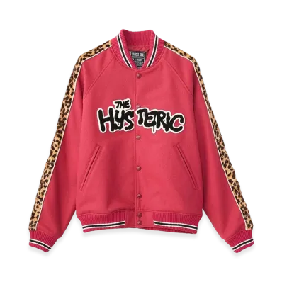 HYSTERIC GLAMOUR Bloody Hysteric Patch Varsity Jacket "Pink"