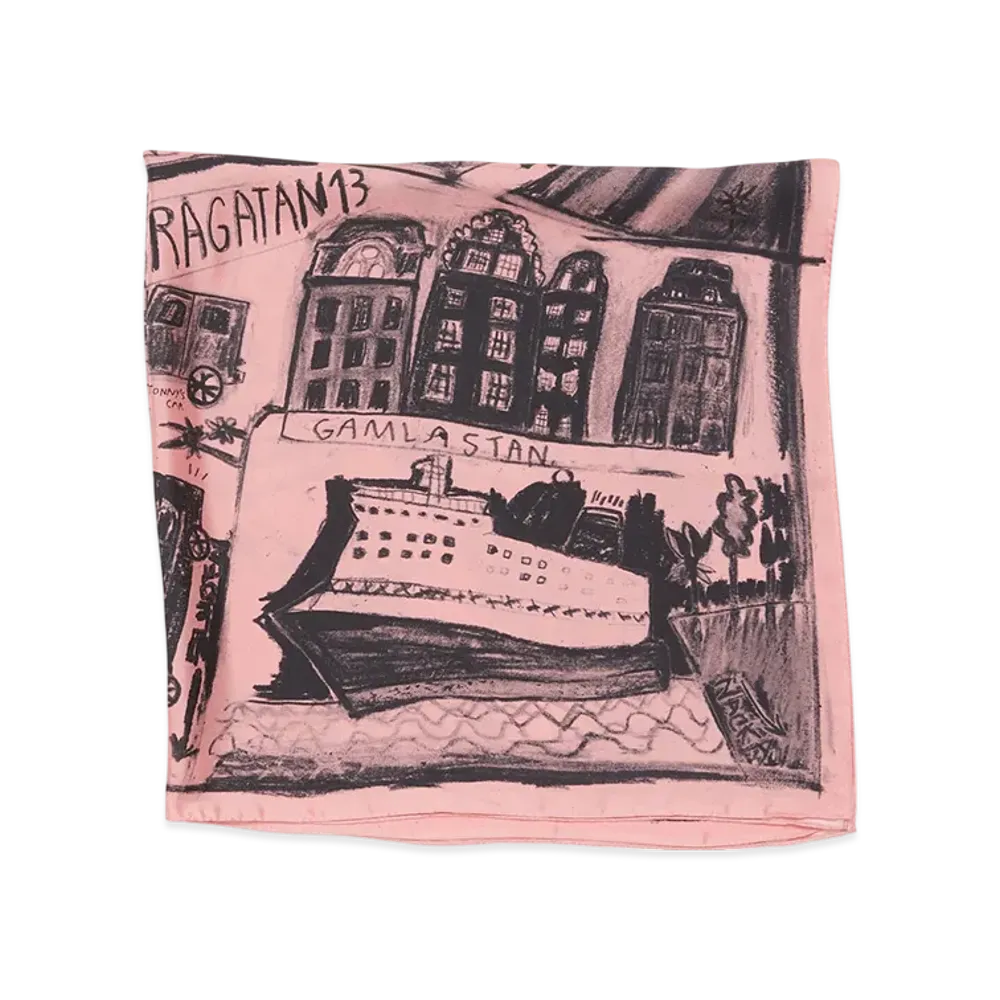 Acne Studios Printed Silk Scarf "Pink"