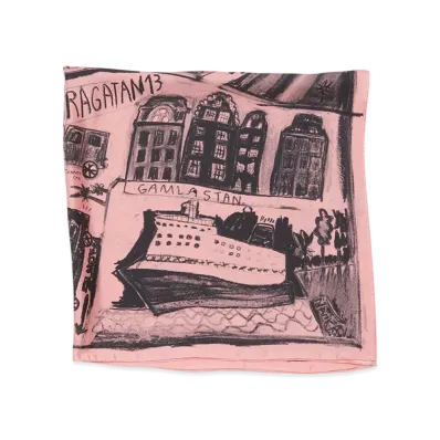 Acne Studios Printed Silk Scarf "Pink"