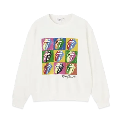 GU The Rolling Stones Washed Sweatshirt Pullover "Off White"