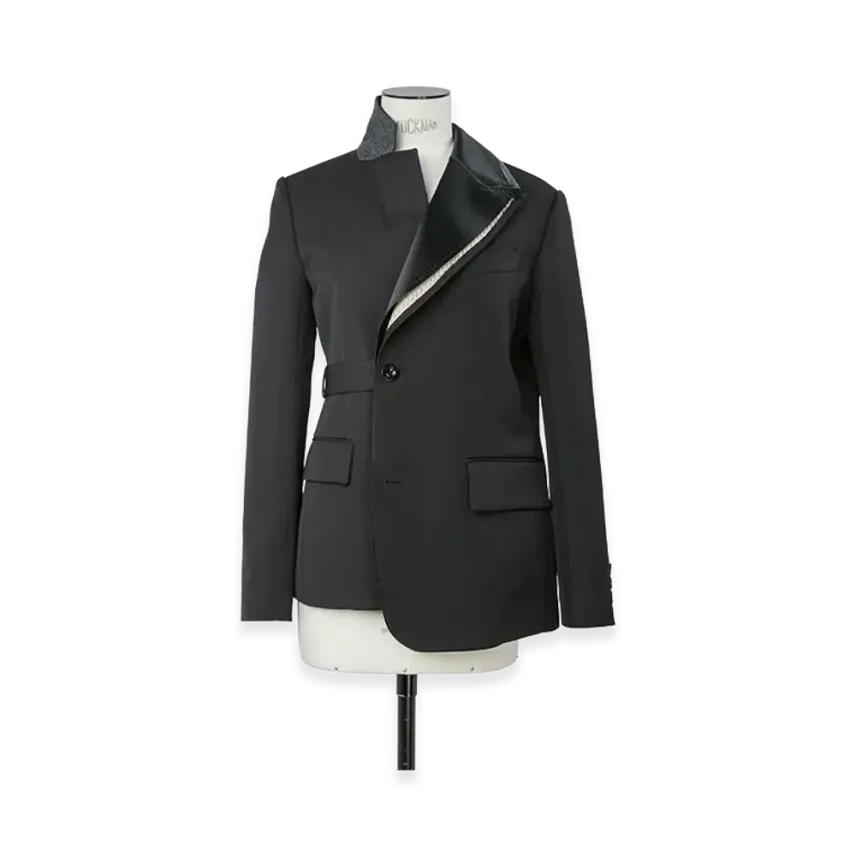 sacai Women's Double-Faced Silk Cotton x Doeskin Jacket sacai Women's Double-Faced Silk Cotton x Doeskin Jacket