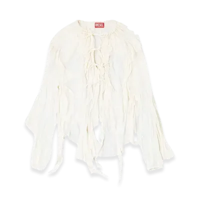 Diesel C-Lassy Flounce Blouse In Crinkled Muslin "White"