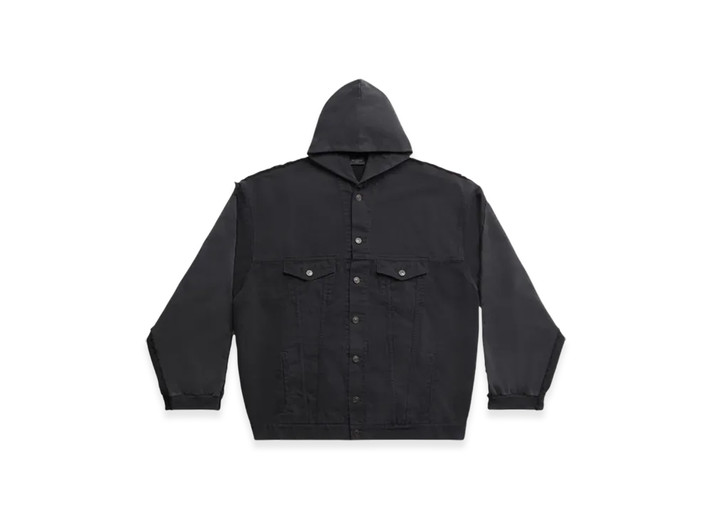 BALENCIAGA Paris Hybrid Hooded Jacket "Black"