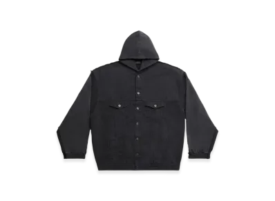 BALENCIAGA Paris Hybrid Hooded Jacket "Black"