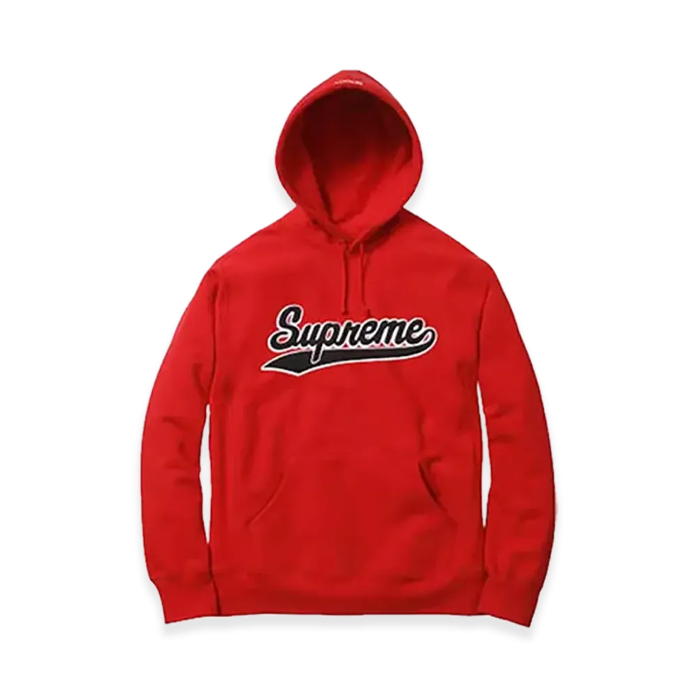 Supreme Chenille Script Hooded Sweatshirt (15FW) "Red"