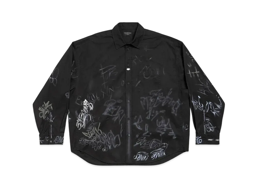 BALENCIAGA MENS Graffiti Shirt Oversized "Black"