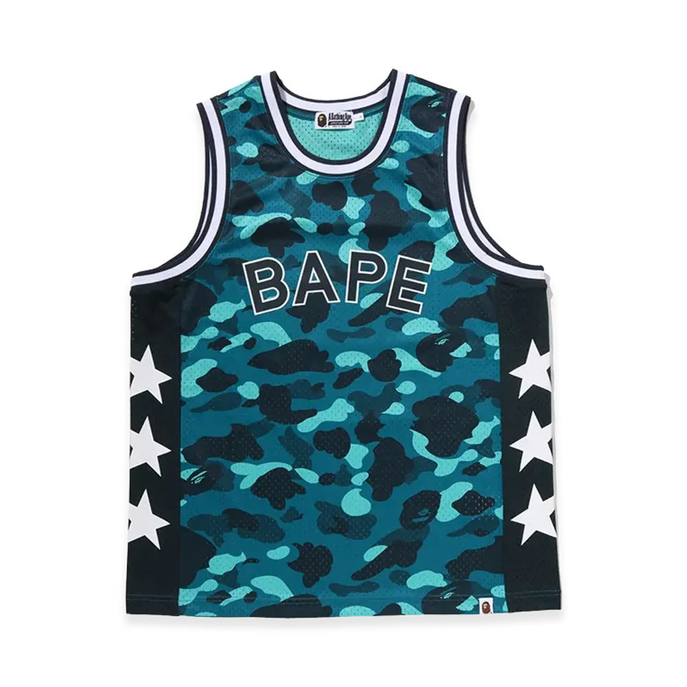 A BATHING APE Mesh Multi Logo Relaxed Fit Tank Top "Green"