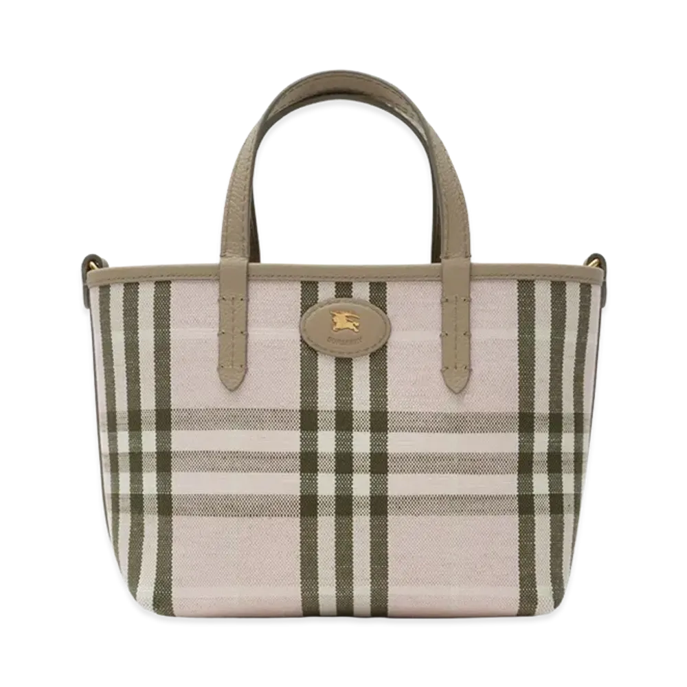 Burberry Women's Mini Reversible Bloomsbury Tote "Mushroom Beige/Mallow Pink"
