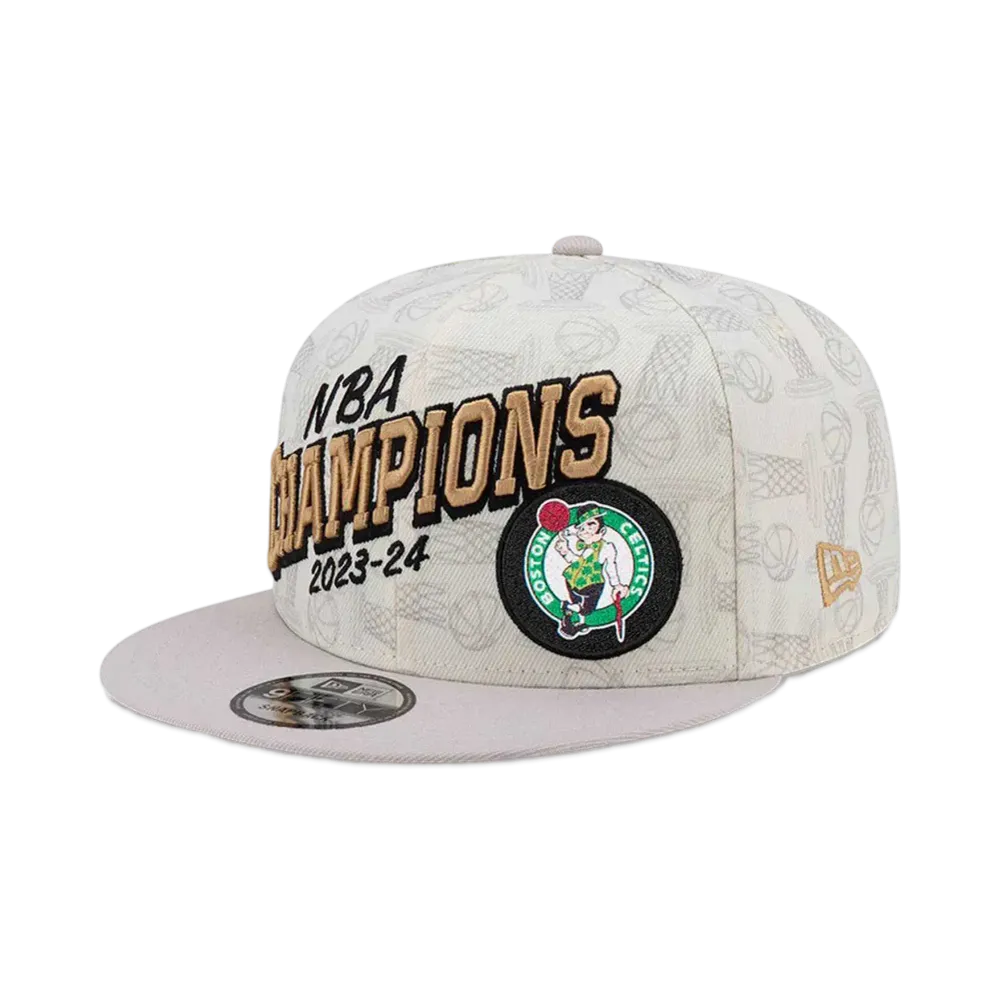 NEW ERA NBA 2024 CHAMPIONS 9Fifty Locker Room Cap Boston Celtics "Chrome White"