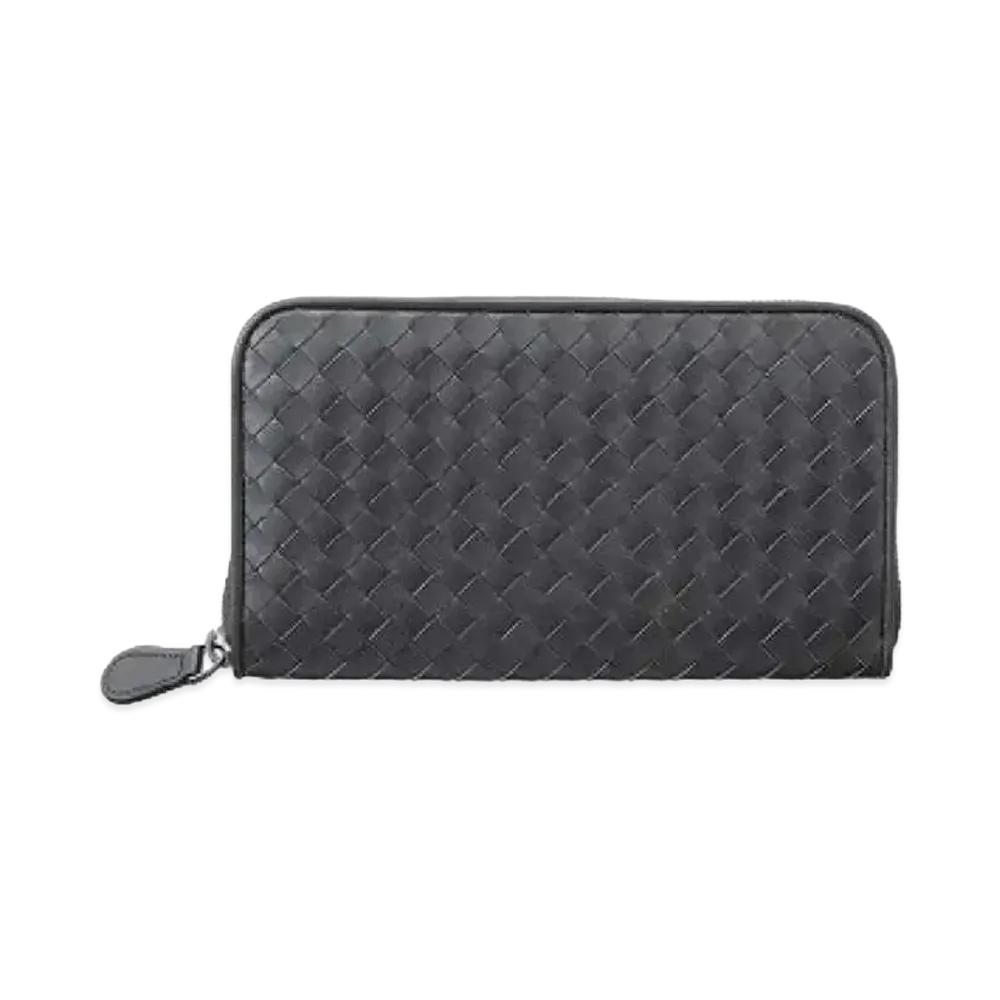 Bottega Veneta Intrecciato Calfskin Zip Around Wallet "Ardoise"