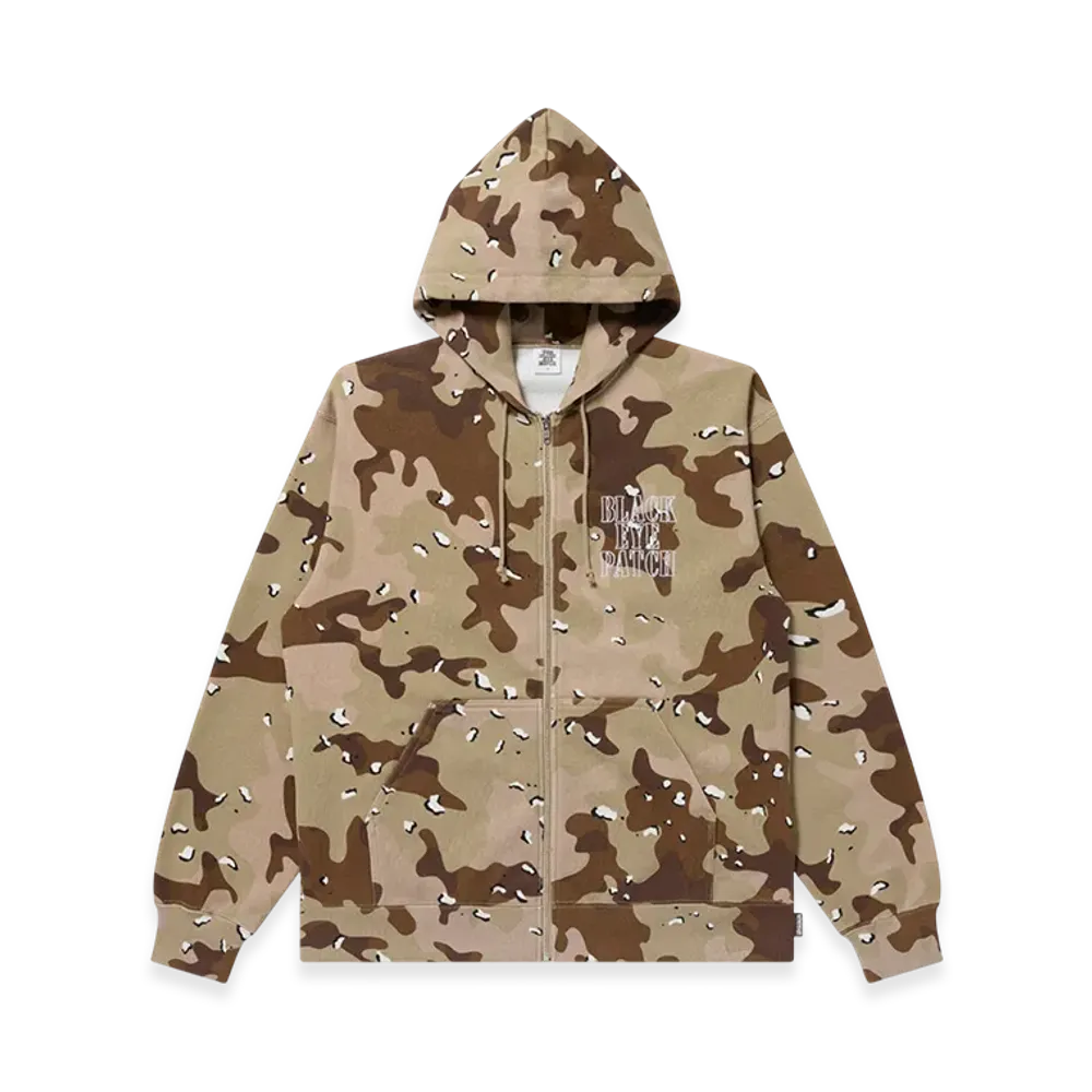 BlackEyePatch Stencil Logo Embroidered Zip Hoodie "Desert Camo"