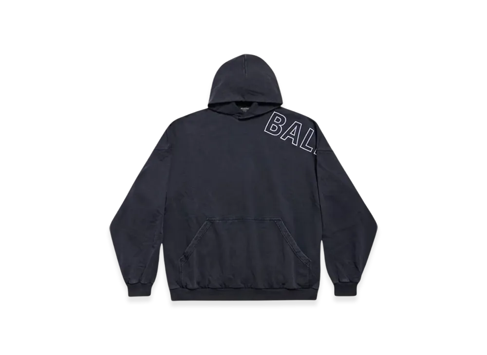 BALENCIAGA Outline Hoodie Oversized "Black Faded"