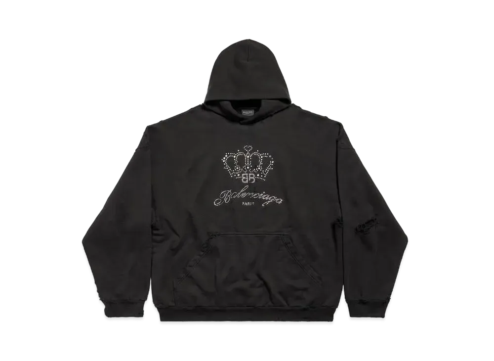 BALENCIAGA BB Motel Hoodie Oversized in Archetype Fleece "Black"