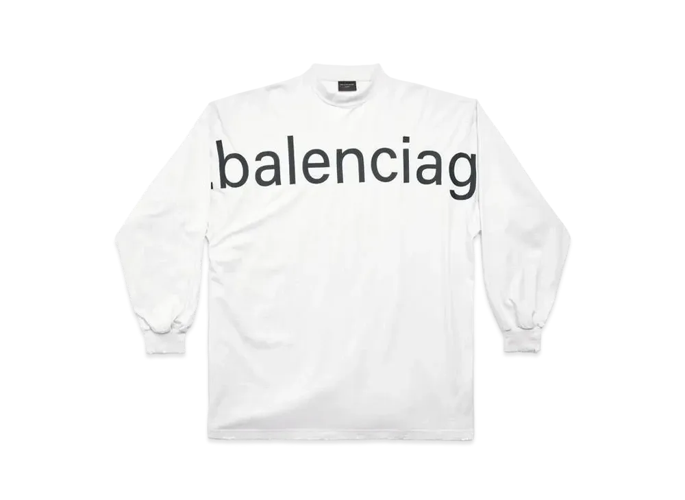 BALENCIAGA MENS Long Sleeve T-shirt Oversized "White/Black"