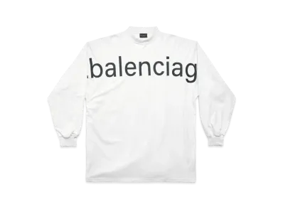 BALENCIAGA MENS Long Sleeve T-shirt Oversized "White/Black"