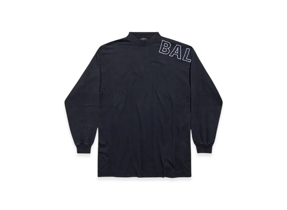 バレンシアガ アウトライン ロングスリーブ Tシャツ オーバーサイズ "ブラック フェード" 739027TOVV69034