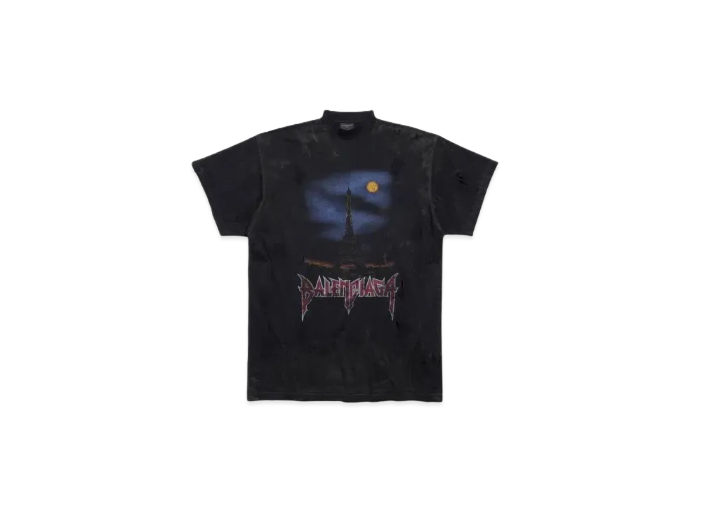バレンシアガ パリ ムーン Tシャツ オーバーサイズ "ブラック" 739028TOVE41055