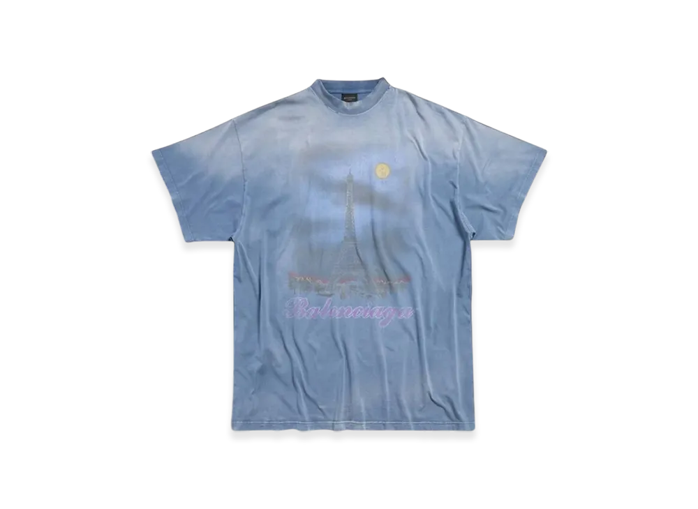 BALENCIAGA Paris Moon Oversized T-Shirt "Blue"