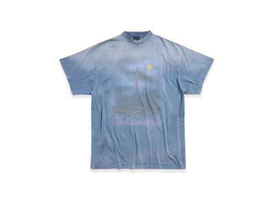 BALENCIAGA Paris Moon Oversized T-Shirt "Blue"