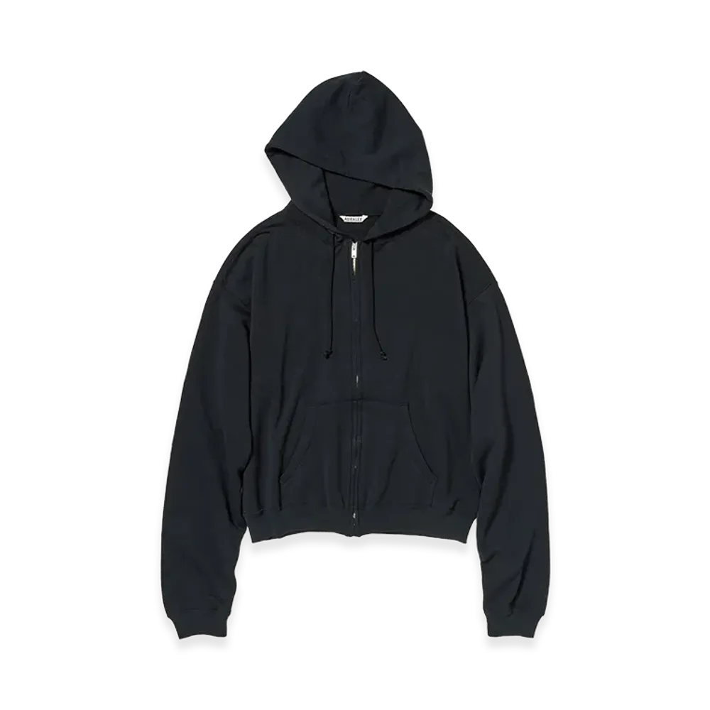 AURALEE High Twist Light Sweat Zip Parka "Ink Black"