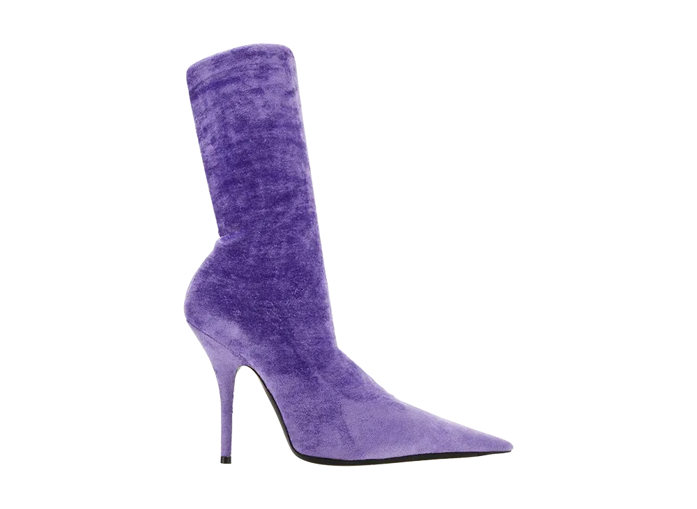 BALENCIAGA Women's Lilac Velvet Knife Ankle Boots "Purple"