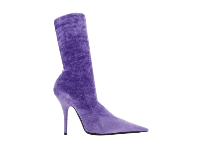 BALENCIAGA Women's Lilac Velvet Knife Ankle Boots "Purple"