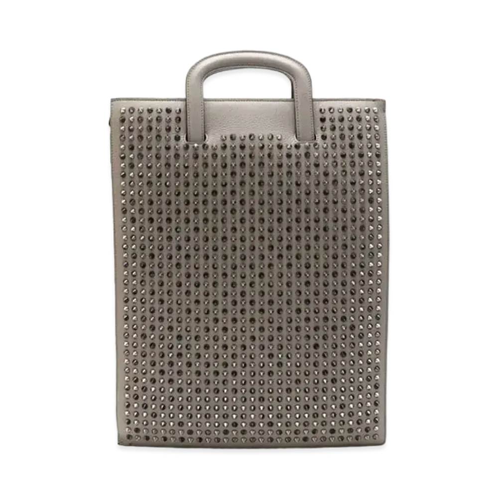 Christian Louboutin Trictrac Studs Leather 3Way Bag "Gray"