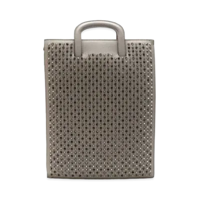 Christian Louboutin Trictrac Studs Leather 3Way Bag "Gray"