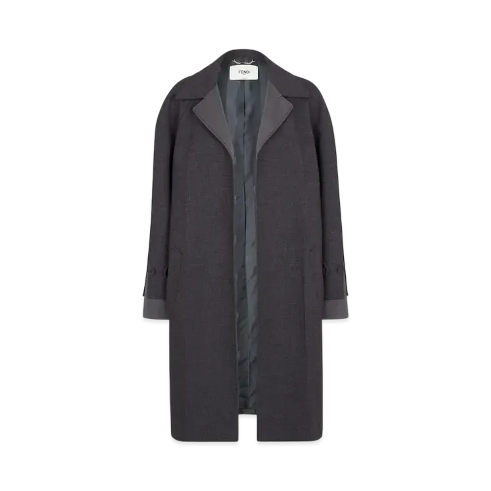 FENDI Women's Natte Fabric Car Coat "Gray"